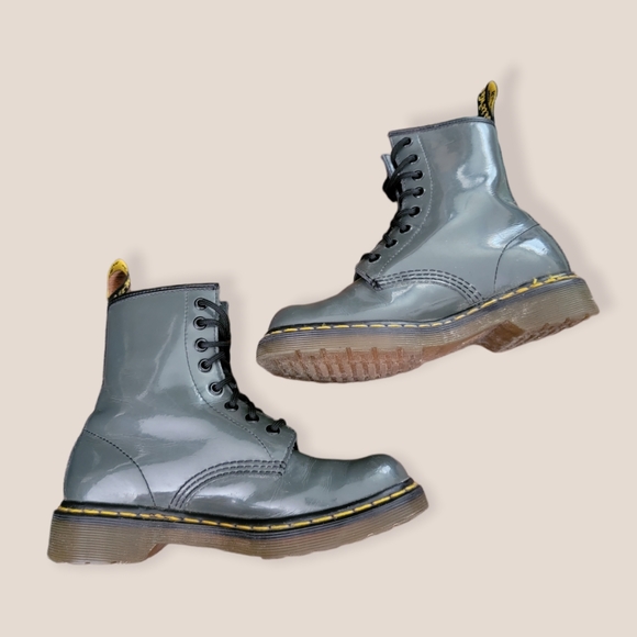 Dr Martens Gray Patent Leather Boots - Picture 3 of 7